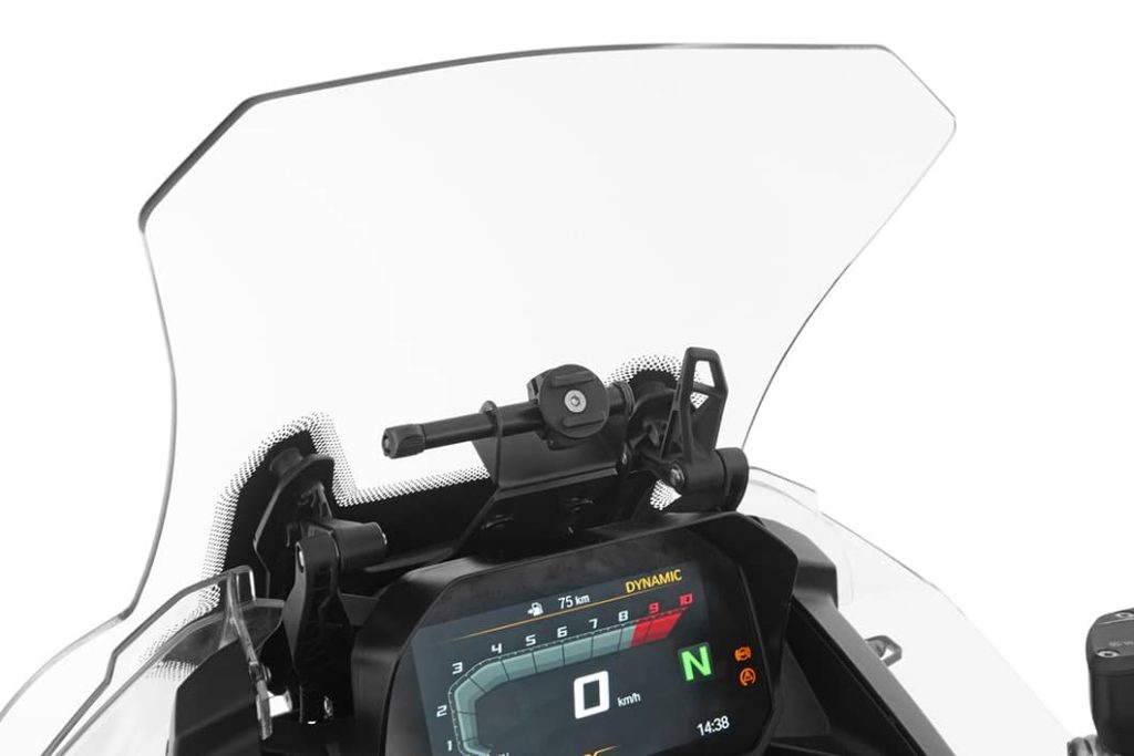Porta-dispositivos Universal (celular y navegadores) WUNDERLICH NEGRO BMW F750GS/F800GS/F850GS/ADV/F900GS/ADV para modelos sin parabrisas original ajustable